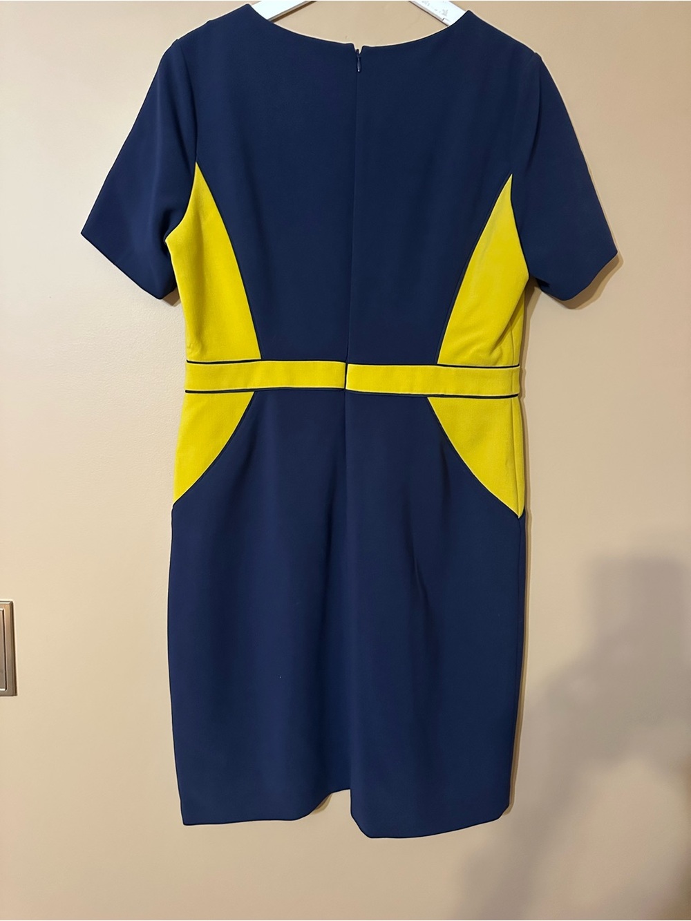 Boden Color-Block V-Neck Sheath Dress - Navy & Yellow - Picture 2 of 4